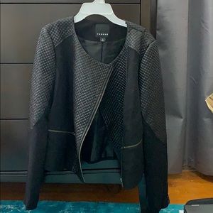 Trouvé pleated black leather jacket